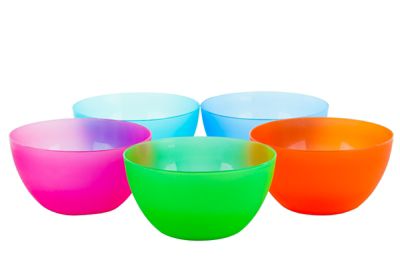 Best Set of 8 Fresco 6 Inch Plastic Bowls For Cereal or Salad 4 Coastal Colors 