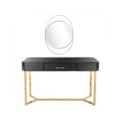 Camden Isle Sonya 47.2 in. Black Rectangle Glass Console Table with Wall Mirror
