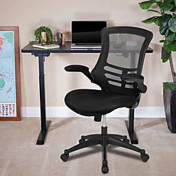 Flash Furniture Black Electric Height Adjustable Stand Up Desk with Black Mesh Swivel Ergonomic Task Office Chair, 48