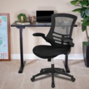 Flash Furniture Regent Manor 48"W x 24"D Black Electric Height Adjustable Standing Desk with Black Mesh Swivel Ergonomic Task Office Chair