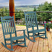 Flash Furniture Set Of 2 Winston All-Weather Rocking Chair In Teal Faux Wood - Teal