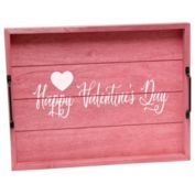 Elegant Designs Decorative Wood Serving Tray with Handles, 15.50" x 12", "Happy Valentine's Day"