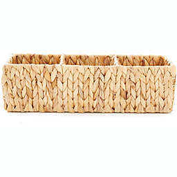 Americanflat Natural Rectangular Woven Water Hyacinth Storage Basket - Hand-Woven - Toilet Topper Baskets - Home Organizer Basket - Water Hyacinth Material - Use on Bathroom Vanity, Countertop