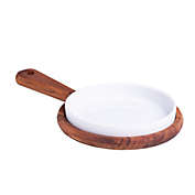 Wolff Teca Collection Wooden Serving Tray with White Porcelain Platter 28x17x3cm