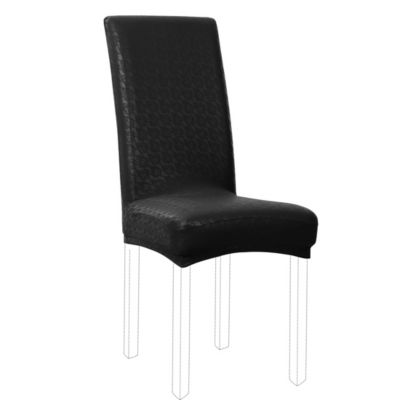 PiccoCasa Stretch Artificial Leather Chair Covers, 1 Piece, Black-Lace