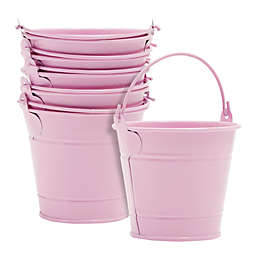 Juvale 6 Pack Pink Mini Galvanized Buckets with Handles for Party Favors, Wedding Decorations, Easter Centerpieces (3.5 x 3 In)