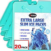 Kona Large Ice Packs for Coolers - Slim Space Saving Design - 25 Minute Freeze Time (20 Pack)