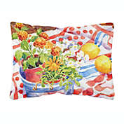 Caroline&#39;s Treasures Flowers with a side of lemons Canvas Fabric Decorative Pillow 12 x 16
