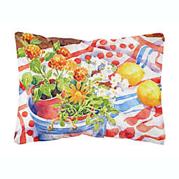 Caroline's Treasures Flowers with a side of lemons Canvas Fabric Decorative Pillow 12 x 16