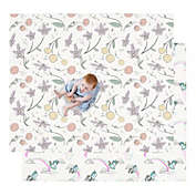 JumpOff Jo Foam Padded Play Mat for Infants, Babies, Toddlers Play & Tummy Time, Foldable and Waterproof, Large, 70" x 59", Floral Unicorn