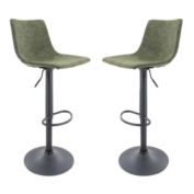 LeisureMod Tilbury Modern Adjustable Bar Stool With Footrest & 360-Degree Swivel Set of 2