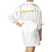 Sparkle and Bash White Satin Kimono Robes for Bridesmaid, Bachelorette Party Gifts (Large)