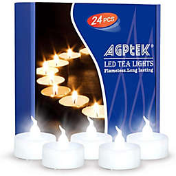 AGPtEK 24 Pieces Cool White Led Flameless Tealight Candles with Timer