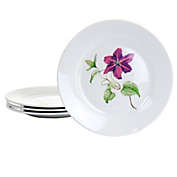 Martha Stewart Botanical Garden 4 Piece 8 Inch Fine Ceramic Dessert Plates in White with Assorted Designs