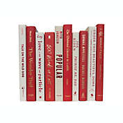 Booth & Williams Red and Cream Team Colors Decorative Books, One Foot Bundle of Real, Shelf-Ready Books