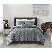 Chic Home Bradley Comforter Set Diamond Pinch Pleat Pattern Design Bedding - Decorative Pillow Shams Included - 4 Piece - King 104x92", Grey
