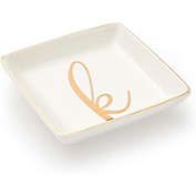 Juvale Letter K Ceramic Trinket Tray, Monogram Initials Jewelry Dish (4 x 4 Inches)