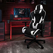 Flash Furniture Optis Red Gaming Desk and Black Footrest Reclining Gaming Chair Set with Cup Holder and Headphone Hook