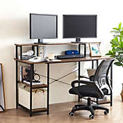 DormCo Suprima Desk - Dual Monitor Height Organizer - Mahogany