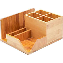 Paper Junkie Bamboo Wood Desk Organizer with 7 Compartments (8 x 7.5 in.)