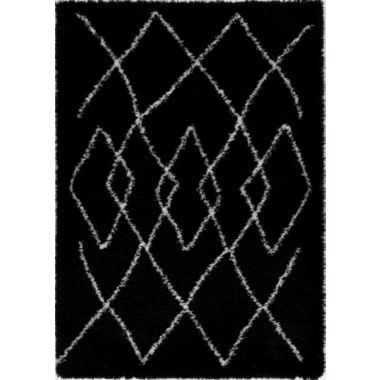 L'baiet Malibu Collection Skylar Black Shag Runner Rug. View a larger version of this product image.