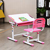 Costway Children&#39;s Study Desk & Chair Set Adjustable Metal Frame