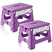 Casafield 9" Folding Step Stool with Handle (Set of 2) - Portable Collapsible Small Plastic Foot Stool for Kids and Adults - Use in the Kitchen, Bathroom and Bedroom