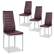 Slickblue 4 pcs PVC Leather Dining Side Chairs Elegant Design -Coffee
