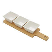 Wolff Bambu Collection Serving Tray with 3 Porcelain Dishes White 31x9x5cm