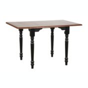 Besthom Black Cherry Selections 32 In. Rectangular Distressed Antique Black With Cherry Extendable Drop Leaf Dining Table (Seats 4)
