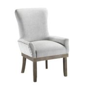 Saltoro Sherpi 20 Inch Solid Wood Arm Chair, Nailhead Trim, Flared Track Arms, Gray-
