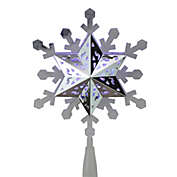 Kurt Adler 9.25&#39;&#39; Lighted White and Blue Rotating Snowflake Christmas Tree Topper - Clear LED Lights