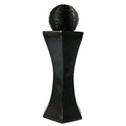 Sunnydaze Outdoor Polyresin Solar Powered Pedestal and Ball Modern Water Fountain with LED Lights - 31