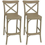 Sunnydaze Fleming Plastic Barstool Chair - Coffee - 2 Stools
