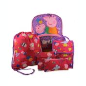Peppa Pig Girls 5 piece Backpack and Lunch Bag School Set