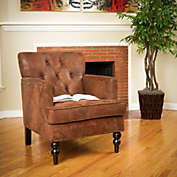Contemporary Home Living 33.5" Brown and Beige Contemporary Tufted Club Chair