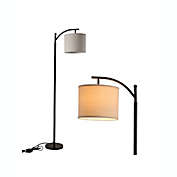 Defong 62 Inch Modern Black Standing Floor Lamp with Linen Shade and Foot Switch