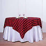 Infinity Merch 54" x 54" Square Gingham Checkered Polyester Tablecloth Black and Red