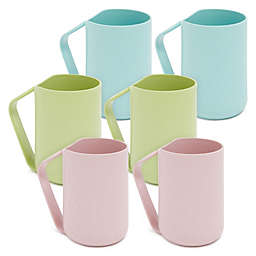 Okuna Outpost Wheat Straw Mugs with Handle, Set of 6 Unbreakable Plastic Coffee Cups (3 Colors, 13.8 oz)