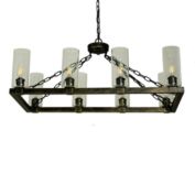 Canyon Home Kiska Kitchen Island Chandelier Light w/ Glass Lamp Shades (8 Bulb) Matte Black Steel, Adjustable Chain Length   Modern Home Décor