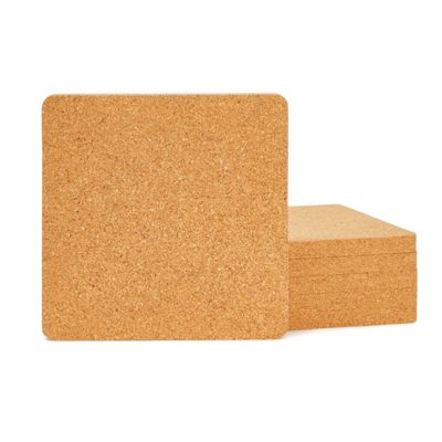 Juvale Square Cork Trivet, Hot Pads, Corkboard Placemats for Kitchen, Hot Pots, Pans, and Kettles (Set of 4, 7 x 7 x 0.5 Inches)