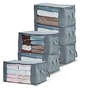 DECOMOMO Large Blanket Storage Bin 6pcs Durable Organizer with Handles