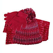 Fab Big Girl&#39;s 3 Pc Beanie Scarf & Gloves Set Pink One Size