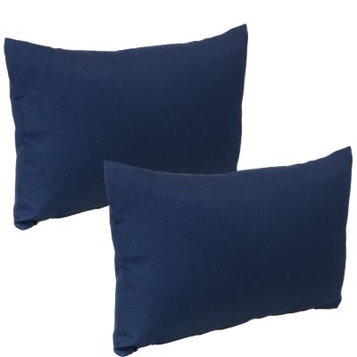 Sunnydaze 2 Outdoor Lumbar Throw Pillows - 12 x 20-Inch - Navy