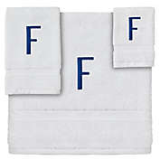 Juvale 3-Piece Letter F Monogrammed Bath Towels Set, Embroidered Initial F Wedding Gift (White, Blue)