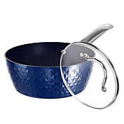 RAINBEAN 1.2 qt. Aluminum Alloy Nonstick Sauce Pan in Blue with Lid