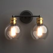Costway 2 light Vanity Bathroom Light with 7 in Round Clear Glass