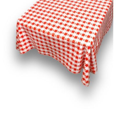 Carnation Home Fashions PVC Waterproof Indoor/Outdoor Restaurants, Picnics Tavern Check Print Vinyl Flannel Backed Tablecloth - Red / White, 52x52"