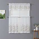 Alternate image 0 for Kate Aurora Shabby Sheer Embroidered Complete 3 Piece Floral Rod Pocket Cafe Kitchen Curtain Tier & Valance Set - White