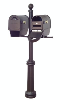 Special Lite Products Company Classic Curbside Mailboxes With Newspaper Tube, Locking Inserts And Fresno Double Mount Mailbox Post